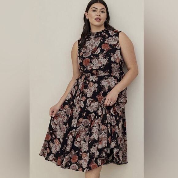 torrid Dresses & Skirts - Torrid Floral Butterfly Gauzy High Neck Midi Dress Plus Size 3X